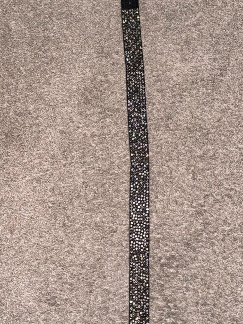 Black Leather Belt Strap Rhinestones Wide No Buckle Y2K Punk Glam
